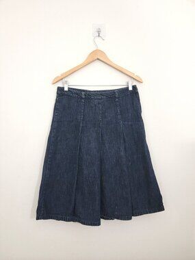 Vintage Miu Miu Pleated Denim Midi Skirt 30
